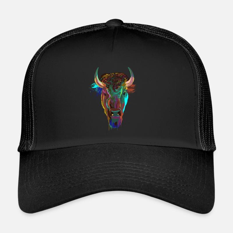 Splash Bison - Trucker Cap - Schwarz/Schwarz