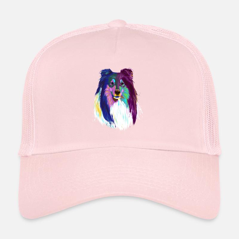 Colored Rough Collie Dog Trucker Cap