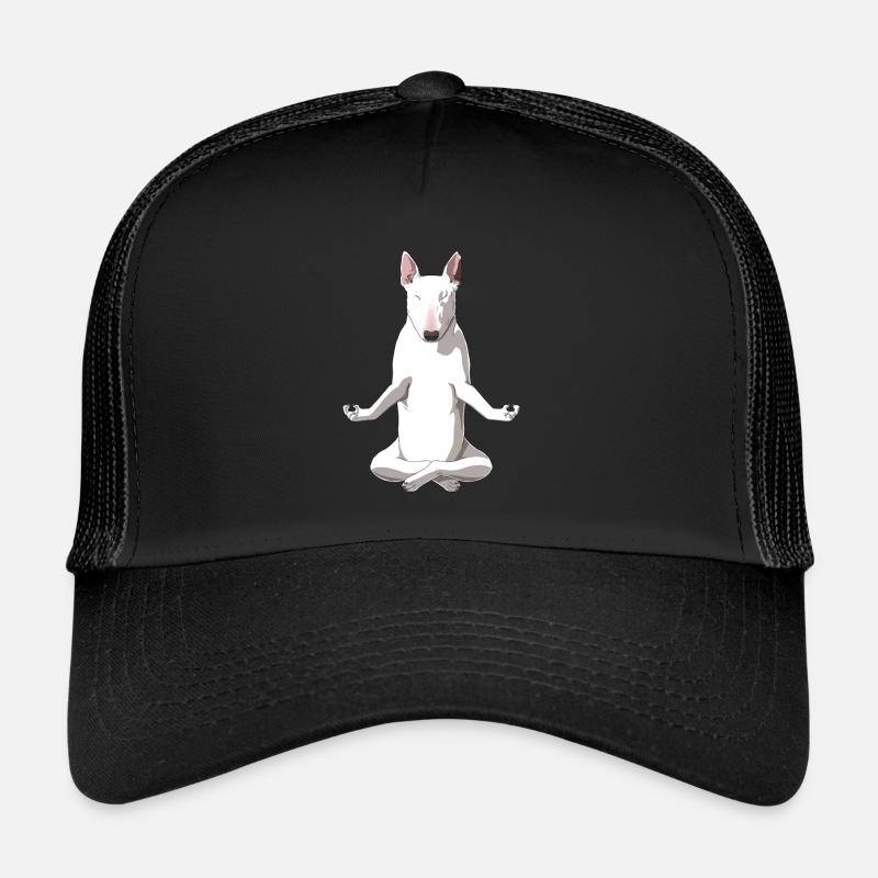Meditierender Bullterrier Hund - Trucker Cap - Schwarz/Schwarz