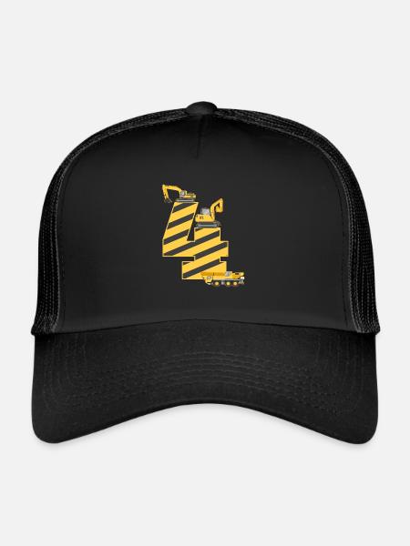 Idée cadeau pour les années de pelle de chantier 4e anniversaire - Casquette trucker  - noir/noir - Devant