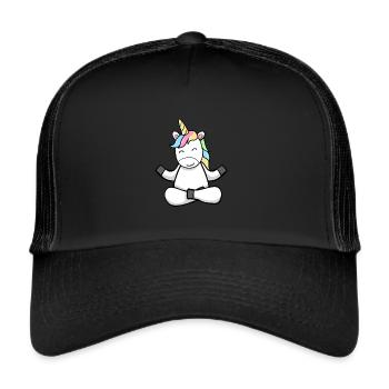 Yoga Einhorn - Trucker Cap - Schwarz/Schwarz - Vorne