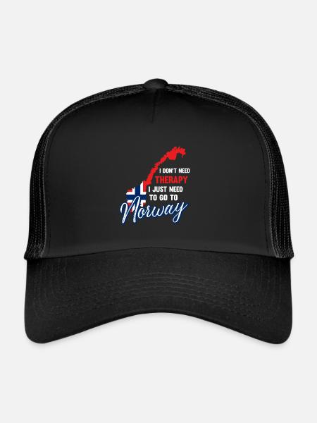 Norway therapy Scandinavia saying gift - Trucker Cap - black/black