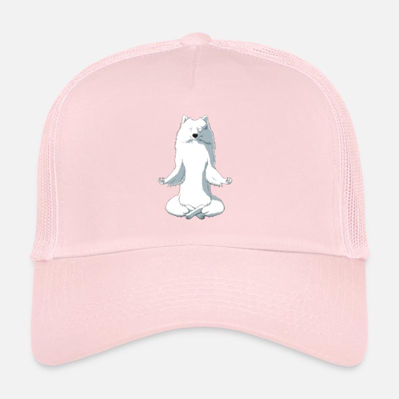 Meditating Japanese Spitz Dog Trucker Cap