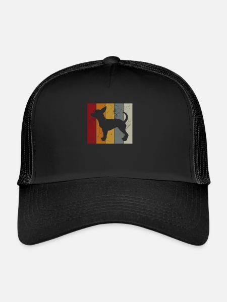 Chihuahua Retro Dog Dog Lover Puppy Gift - Trucker Cap - black/black - Front