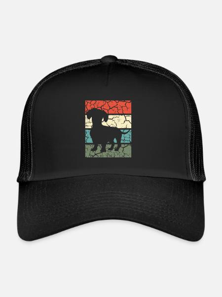 Teckel Chien Amant Chien Teckel Rétro Cadeau - Casquette trucker  - noir/noir - Devant