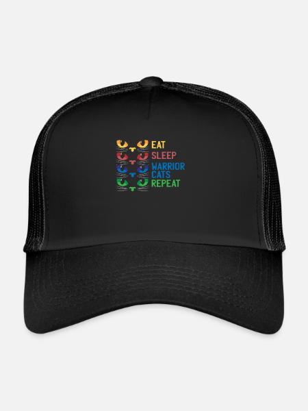 Gaming Cats Eat Sleep Warrior Repeat Gift - Trucker Cap - black/black - Front