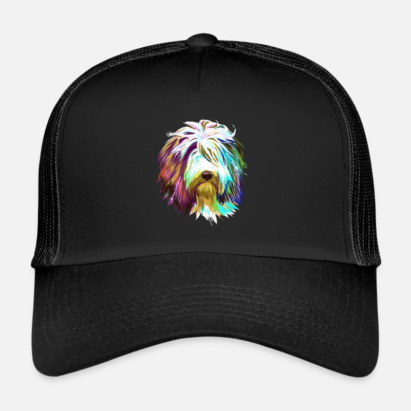 Splash Bearded Collie Hund - Trucker Cap - Schwarz/Schwarz