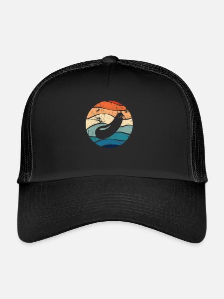 Cadeau rétro végétalien végétarien aubergine - Casquette trucker  - noir/noir - Devant