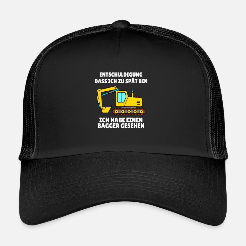 KINDER - Entschuldigung zu spät - BAGGER gesehen - Trucker Cap - Schwarz/Schwarz
