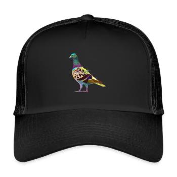 Bunte Splash Taube - Trucker Cap - Schwarz/Schwarz - Vorne