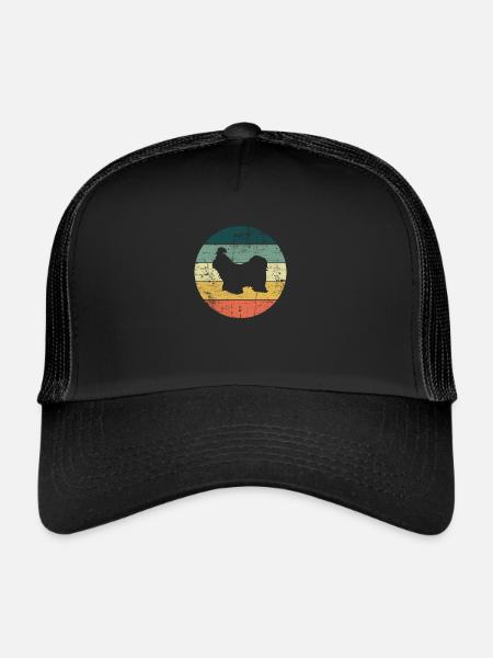 Shih Tzu amoureux des chiens Retro vintage Idée cadeau - Casquette trucker  - noir/noir - Devant
