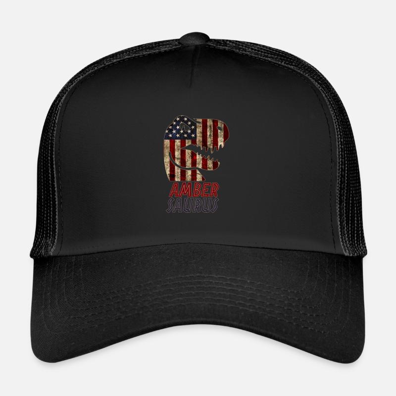 Patriotic Amber Dinosaur Ambersaurus Trucker Cap