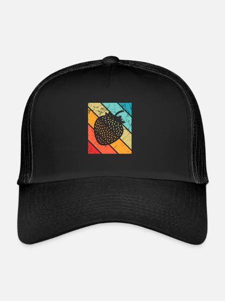 Strawberry Fruit Lover Retro Healthy Idée cadeau - Casquette trucker  - noir/noir - Devant