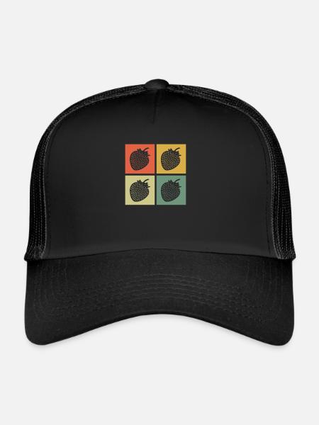 Strawberry Fruit Lover Retro Healthy Idée cadeau - Casquette trucker  - noir/noir - Devant