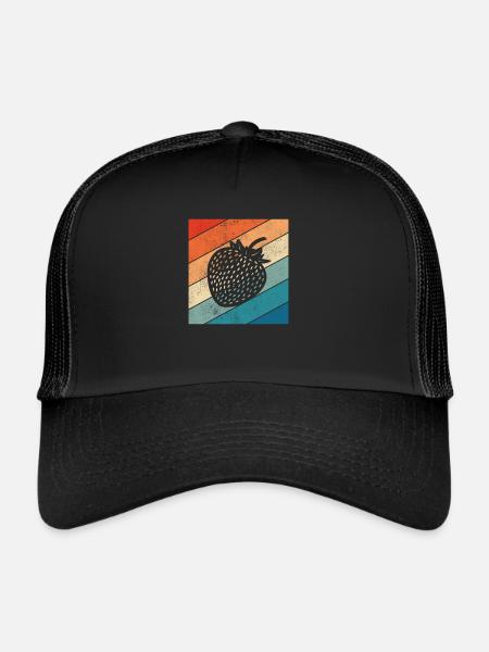 Strawberry Fruit Lover Retro Healthy Idée cadeau - Casquette trucker  - noir/noir - Devant
