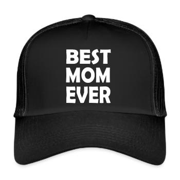 mom cat dog mama baby eltern supermom wife bad - Trucker Cap - Schwarz/Schwarz - Vorne