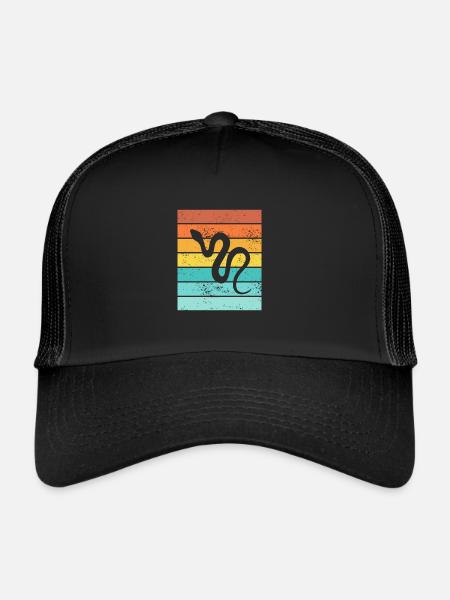 Snake Retro Reptile Python Idée cadeau - Casquette trucker  - noir/noir - Devant