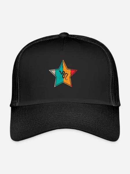 Snake Retro Reptile Python Idée cadeau - Casquette trucker  - noir/noir - Devant