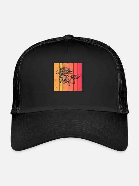Huile d’olive Retro Vegetarian Idée cadeau - Casquette trucker  - noir/noir - Devant