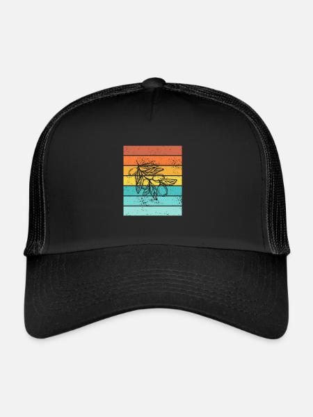 Olive food oil Retro Vegetarian Gift idea - Trucker Cap - black/black - Front