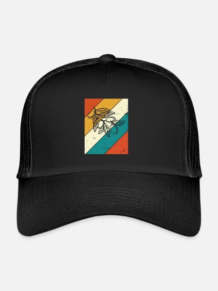 Olive food oil Retro Vegetarian Gift idea - Trucker Cap - black/black - Front