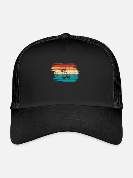 Idée de cadeau sain rétro pour les amoureux des fruits de cerise - Casquette trucker  - noir/noir - Devant