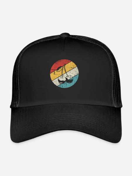Idée de cadeau sain rétro pour les amoureux des fruits de cerise - Casquette trucker  - noir/noir - Devant