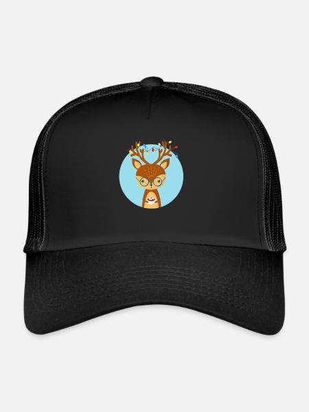Cerf de Noël et une tasse de cacao - Casquette trucker  - noir/noir - Devant