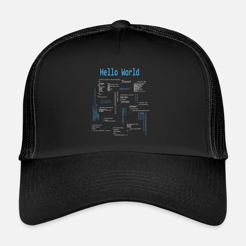 Hello World Programmiersprachen Programmierer Nerd - Trucker Cap - Schwarz/Schwarz