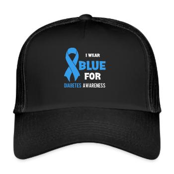 Sensibilisation au diabète Bande bleue du diabète Diabète - Casquette trucker  - noir/noir - Devant