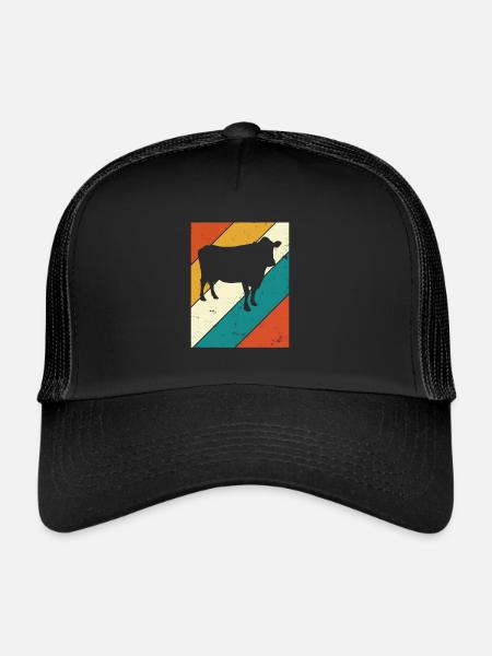 Cow Retro Moo Farmer Milk Farm Gift - Trucker Cap - black/black - Front