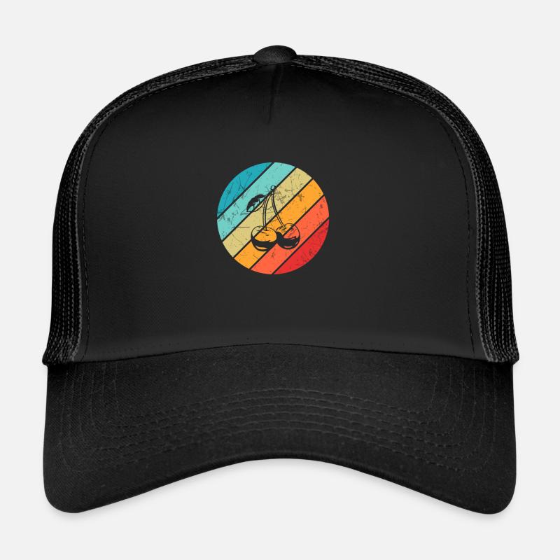 Cherry Retro Fruit Fruit Round Trucker Cap