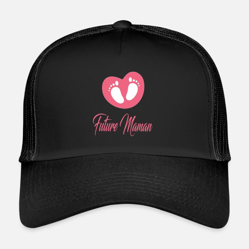 future maman ,idée cadeau, naissance, grossesse - Casquette trucker  - noir/noir