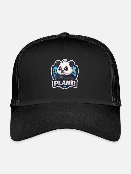 PLAND, the dark 🐼 panda - Trucker Cap - black/black - Front