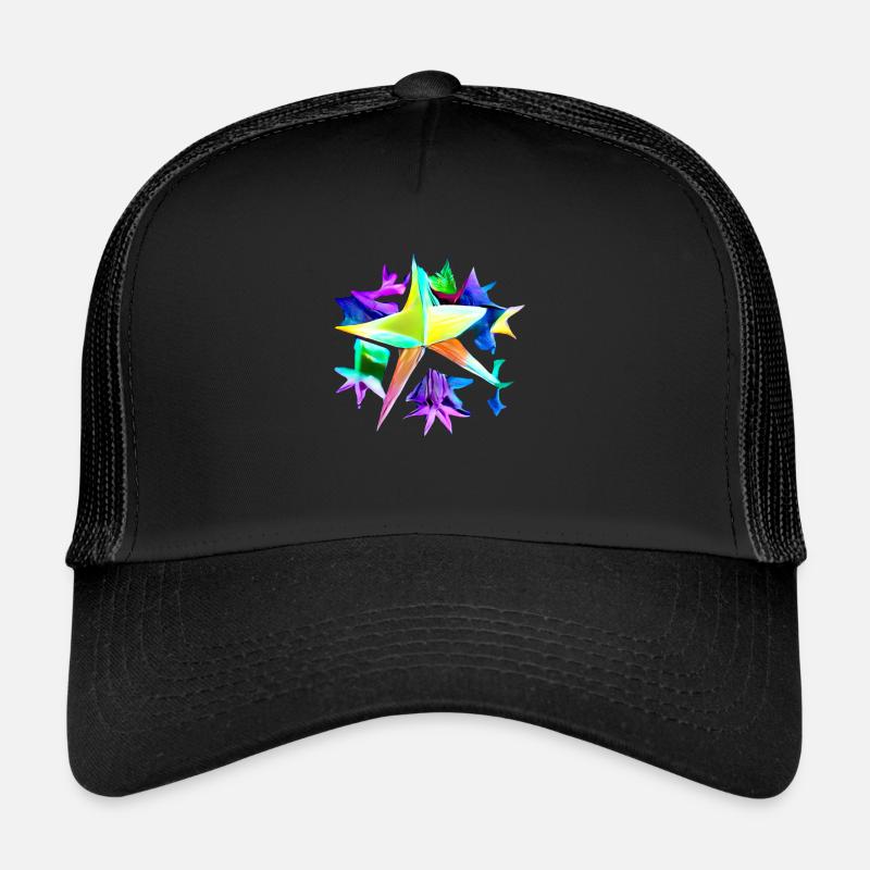 Étoile colorée - Casquette trucker  - noir/noir