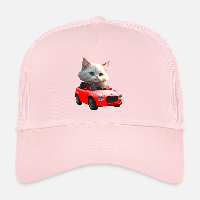 Cat drives convertible Trucker Cap