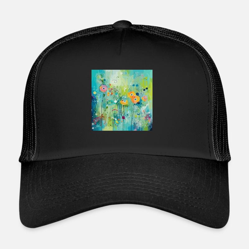 Blossom Bliss - Trucker Cap - Schwarz/Schwarz
