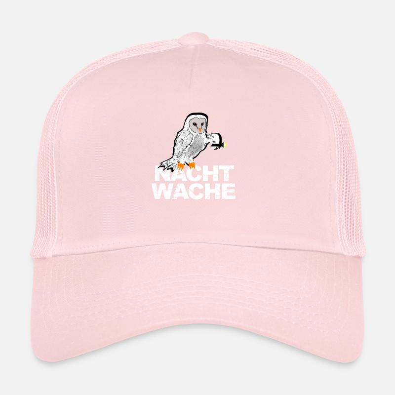 Nachtwache Eule mit Taschenlampe im Wachdienst Trucker Cap