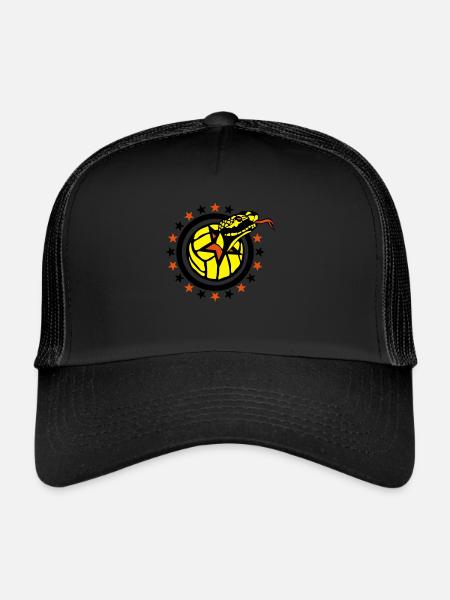 volleyball waterpolo snake language logo club - Trucker Cap - black/black - Front
