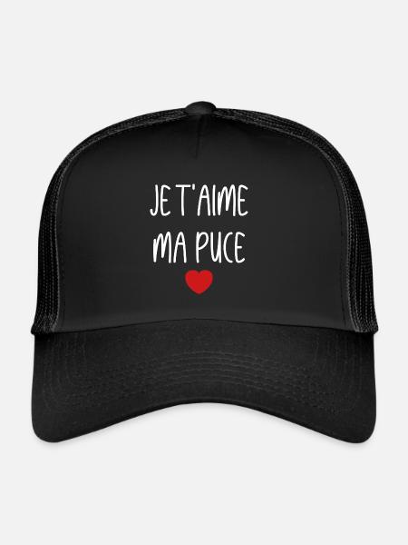 je t'aime ma puce - Casquette trucker  - noir/noir - Devant