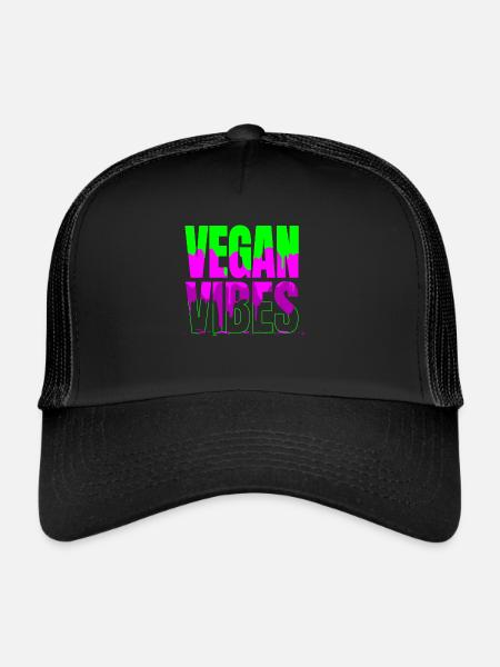 veganism veggie vegetable pro vegan sayings - Trucker Cap - black/black - Front