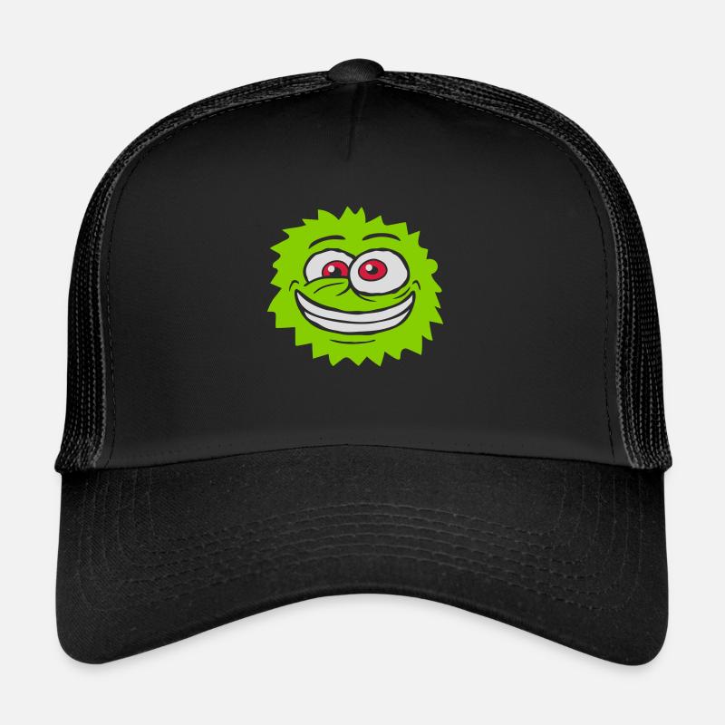 Haariges Monster verrücktes Gesicht - Trucker Cap - Schwarz/Schwarz