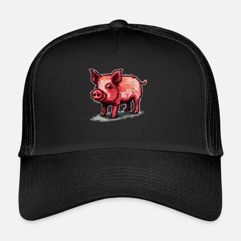 Schweinerei ein 8 Bit retro Schwein aus Pixeln Trucker Cap