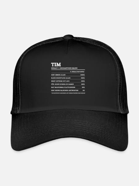 Tim Great Man Prénom - Casquette trucker  - noir/noir - Devant