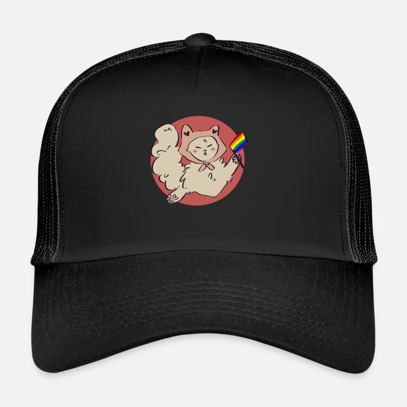 Cute LGBTQ+ Pride cat - Trucker Cap - Schwarz/Schwarz