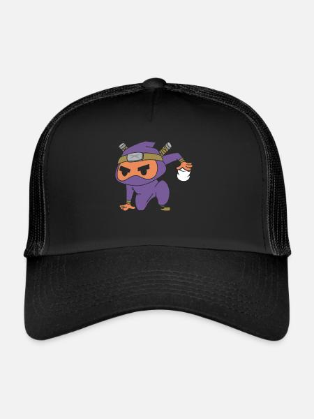Feu de camp Guimauve Mignon Enfants Smore Ninja - Casquette trucker  - noir/noir - Devant
