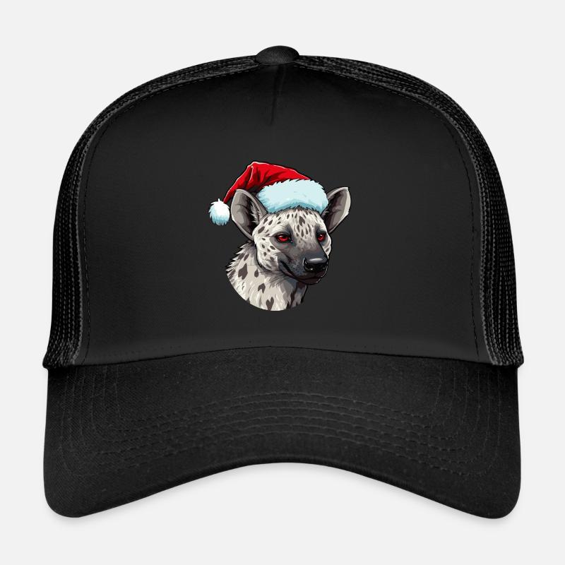 Hyäne Weihnachten Tier Kopf - Trucker Cap - Schwarz/Schwarz
