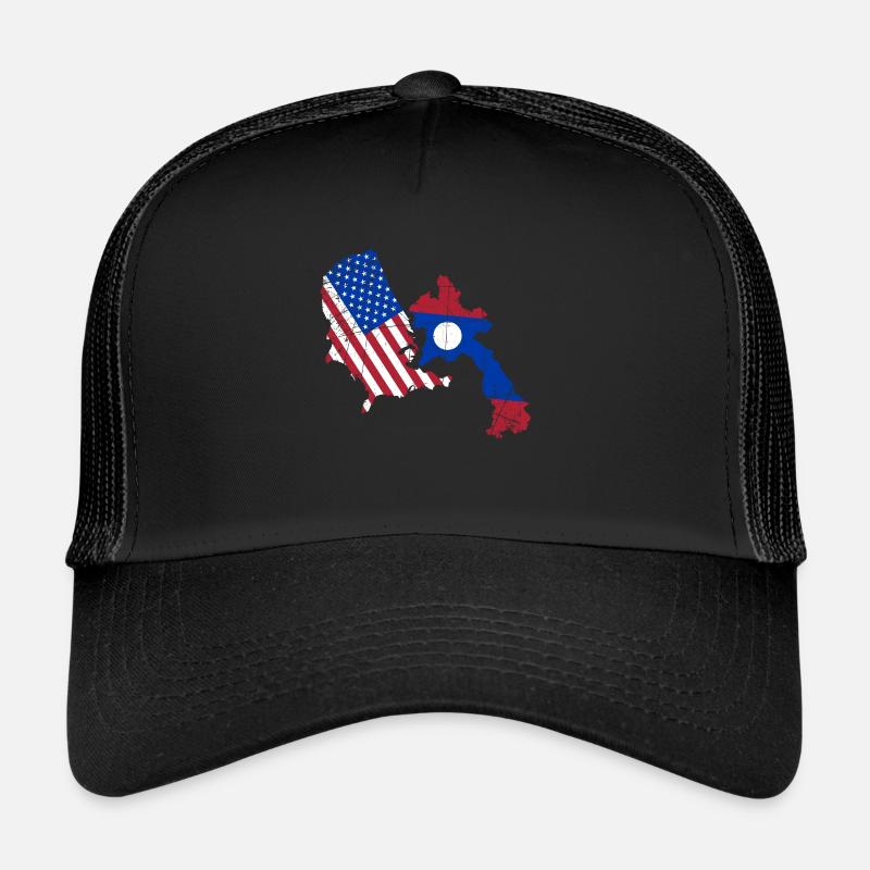 Drapeau semi-américain américain du Laos Casquette trucker 