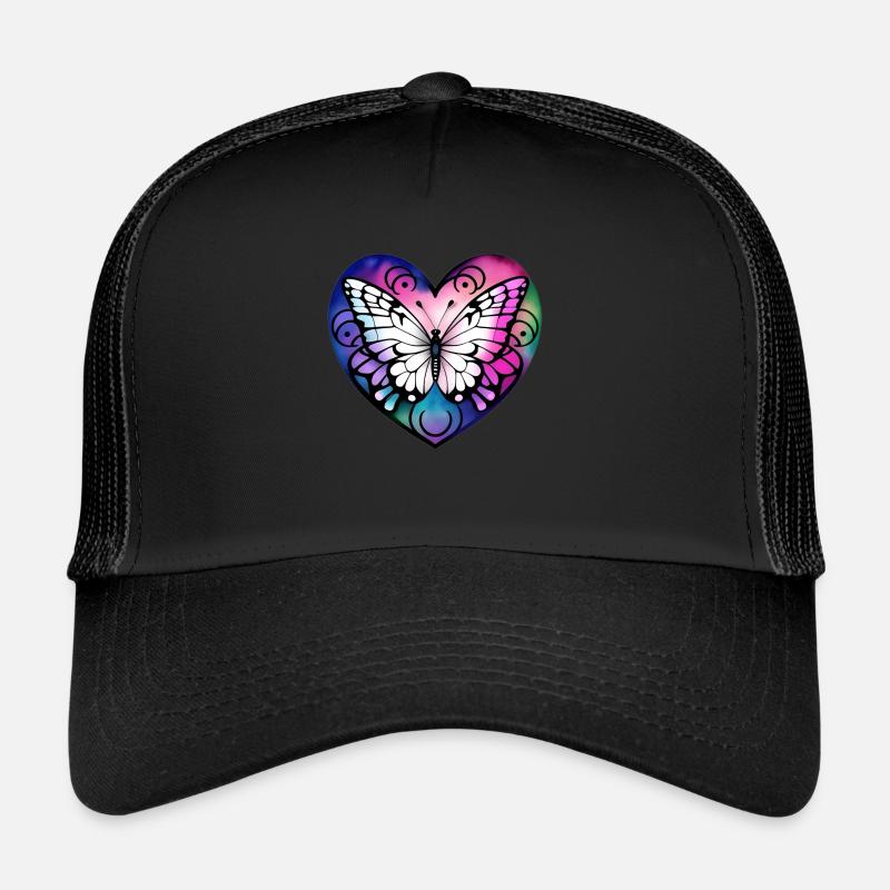 Schmetterling im Herzen - Trucker Cap - Schwarz/Schwarz