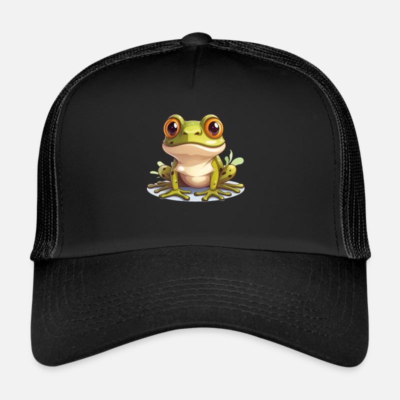 Frosch Niedliches Logo - Trucker Cap - Schwarz/Schwarz